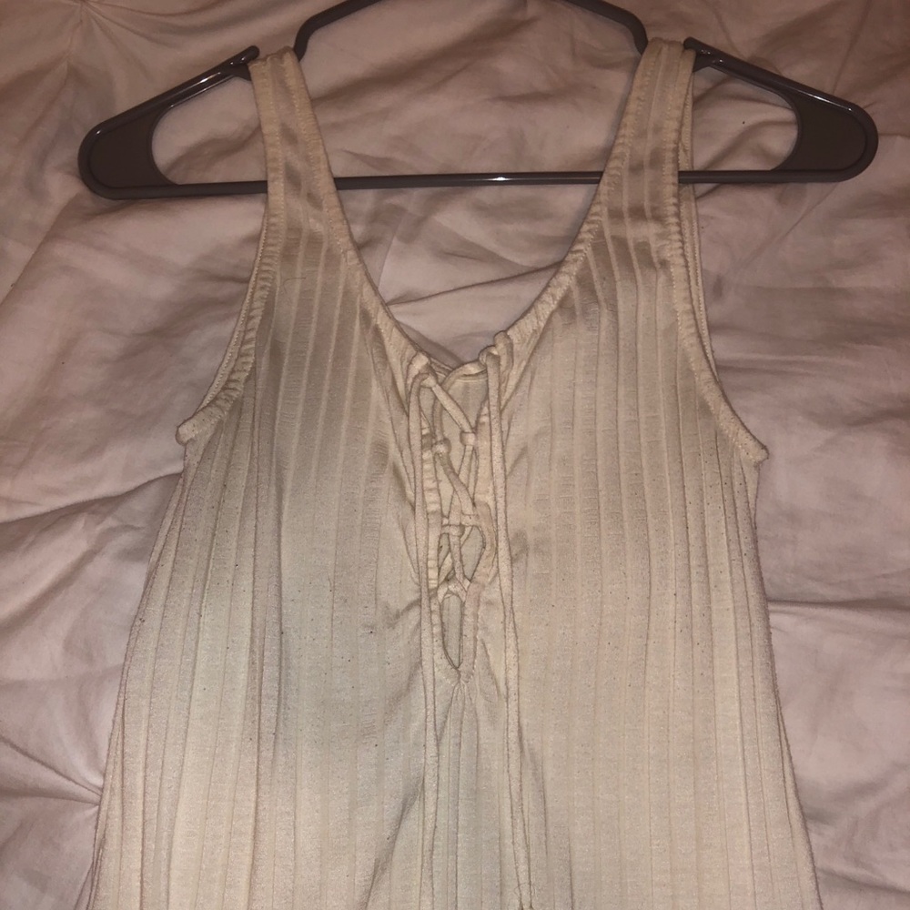 Urban Outfitters criss-cross neck white tank